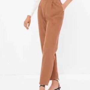 High Rise Pleated Taper Corduroy Pants with Washwell